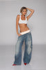 Foldover Knit Onder-Jeans Short – Viral Jeans Effect